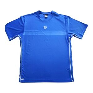 Nike Fit Dry T Shirt Men Size Large Polo Embroidered Mini Centered Swoosh Blue